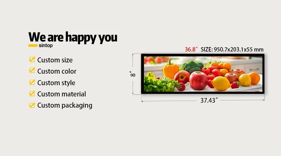 36.8 Inch LCD Bar Display Double Face Screen Manufacturer 36.8 Inch LCD Bar Display Double Face Screen Manufacturer
